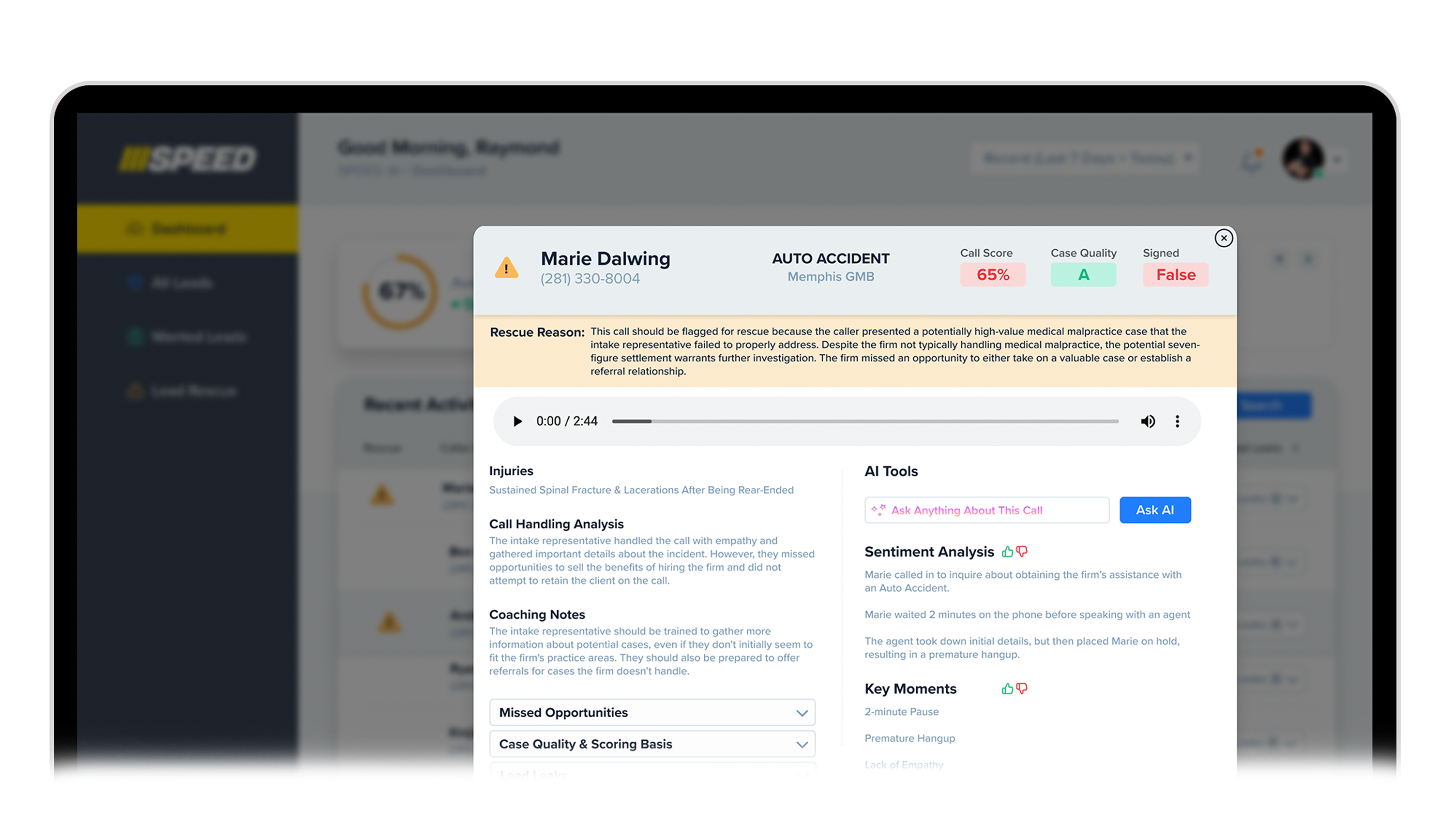 Screenshot of AI-Powered Legal Intake Software SPEED AI